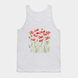 Red Poppies, Illustration Tank Top